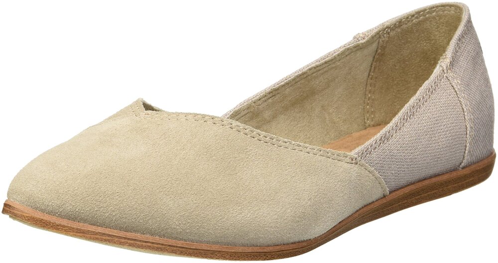 TOMS WOMEN'S JUTTI BALLET FLAT, BLACK SUEDE/TEXTURED VELOUR MIX, 10 MEDIUM US